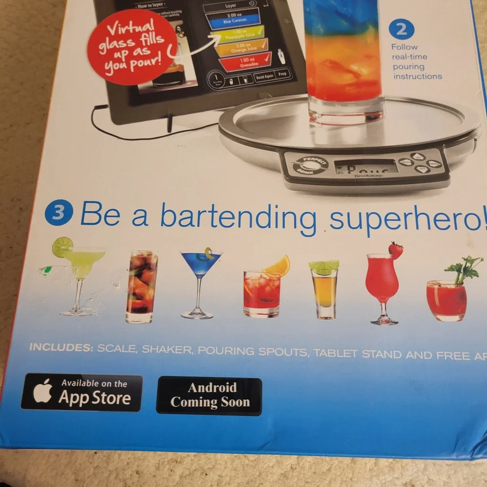 Brookstone Perfect Drink Smart Bartending Scale System Silver LIKE NEW App-Sync
